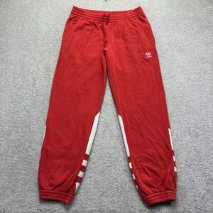 Adidas Originals Sweatpants Womens Medium Red White Big Trefoil Joggers Sporty